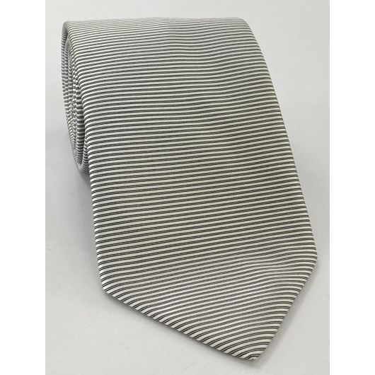 Silver & Black Formal/Wedding Stripe Silk Tie WDST-11
