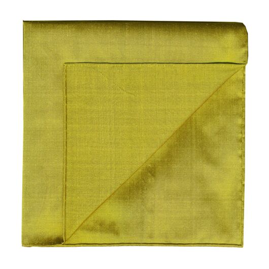 {[en]:Golden Green Shot Thai Silk Pocket Square