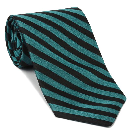 {[en]:Ocean Blue & Black Thai Stripe Silk Tie