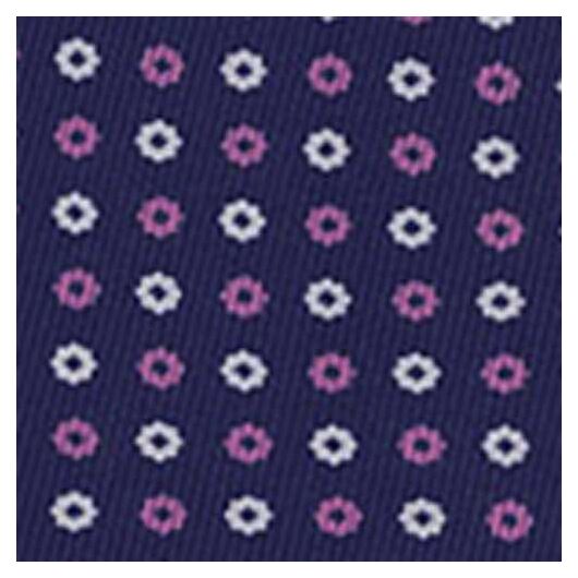 {[en]:White & Pink on Navy Blue Macclesfield Printed Silk Tie