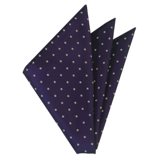 {[en]:White On Purple Printed Dot Silk Tie