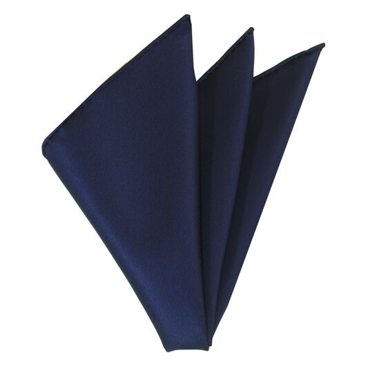 Navy Blue Twill Madder Solid Silk Pocket Square #TMSOP-5
