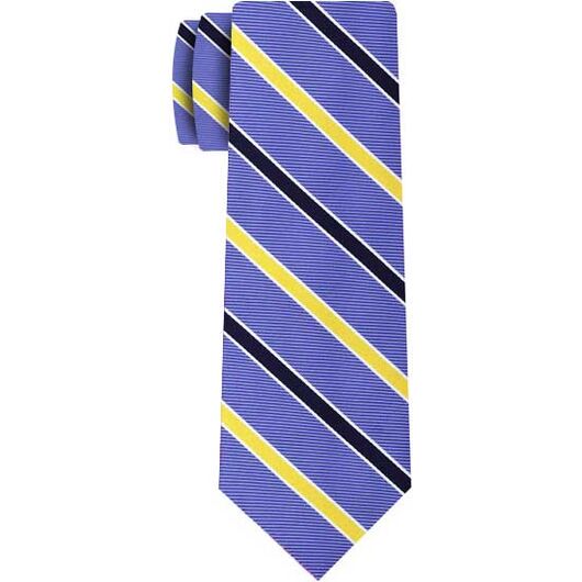 {[en]:Navy Blue, Yellow & Whit on Light Blue English Stripe Silk Tie