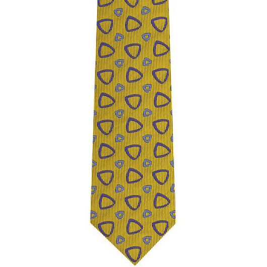 {[en]:Medium Blue & Light Blue on Yellow English Geometric Silk Tie